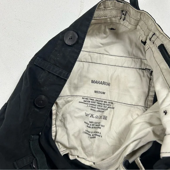 Maharishi Mens Medium (32x29) Black Cargo Buckle Strap Military Tactical Pants